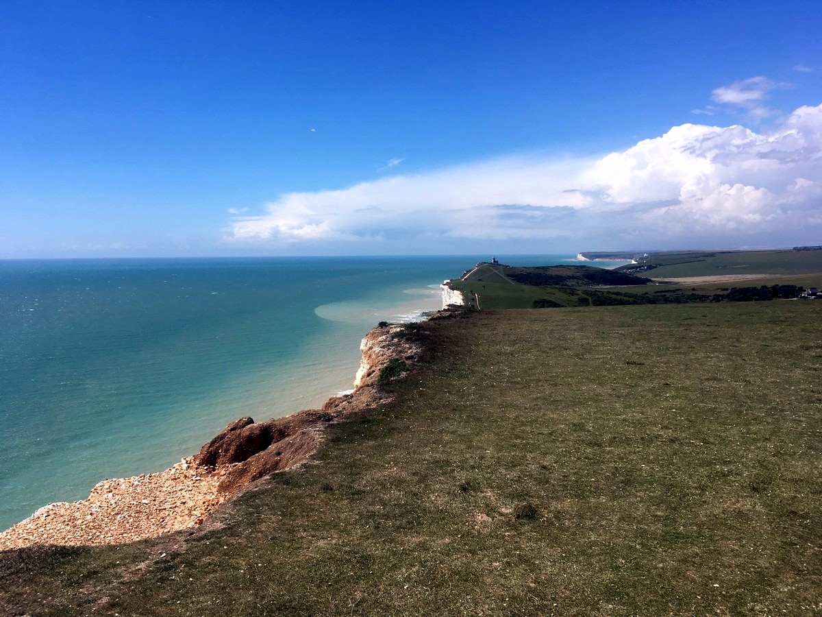 South Downs National Park East Dean to Beachy Head Trail Towards Belle Tout Lighthouse 